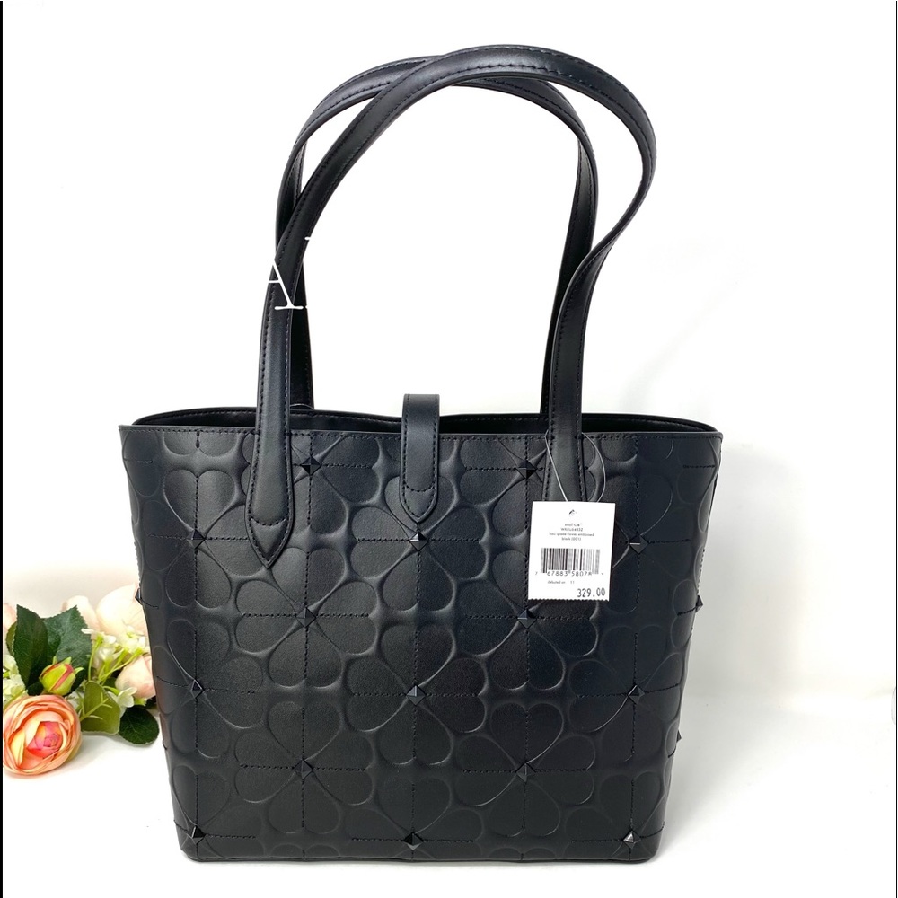 Kade♠️Spade Small Tote Kaci Spade Flowers Black - Picture 3 of 9